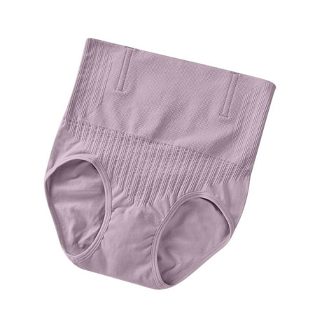 Mrat High Waisted Seamless Underwear for Women Ladies Comfortable Solid Color Large Size High Waist Warm Belly Hip Lift Thin Waist Panties Underwear Cotton Boyshort Underwear for Women S-110 Purple M