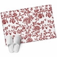 thumbnail image 2 of 2x3 Door Mat Rug, Red Boho Flower Non-Skid Rubber Backing Large Rectangle Rugs - Living Room Bedroom Home Office, Vintage Paisley Farmhouse Pattern Indoor Floor Mat Carpets Washable Rug, 2 of 9