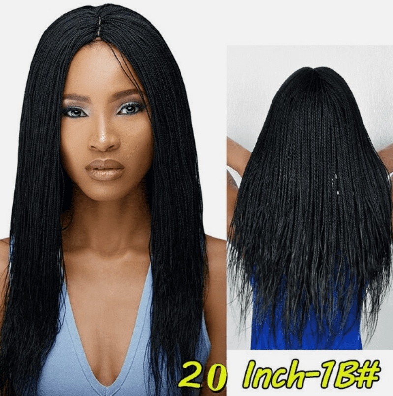African Braided Wigs Black Micro Braided Wigs Light No Lace Wigs For Women Wear  22inch