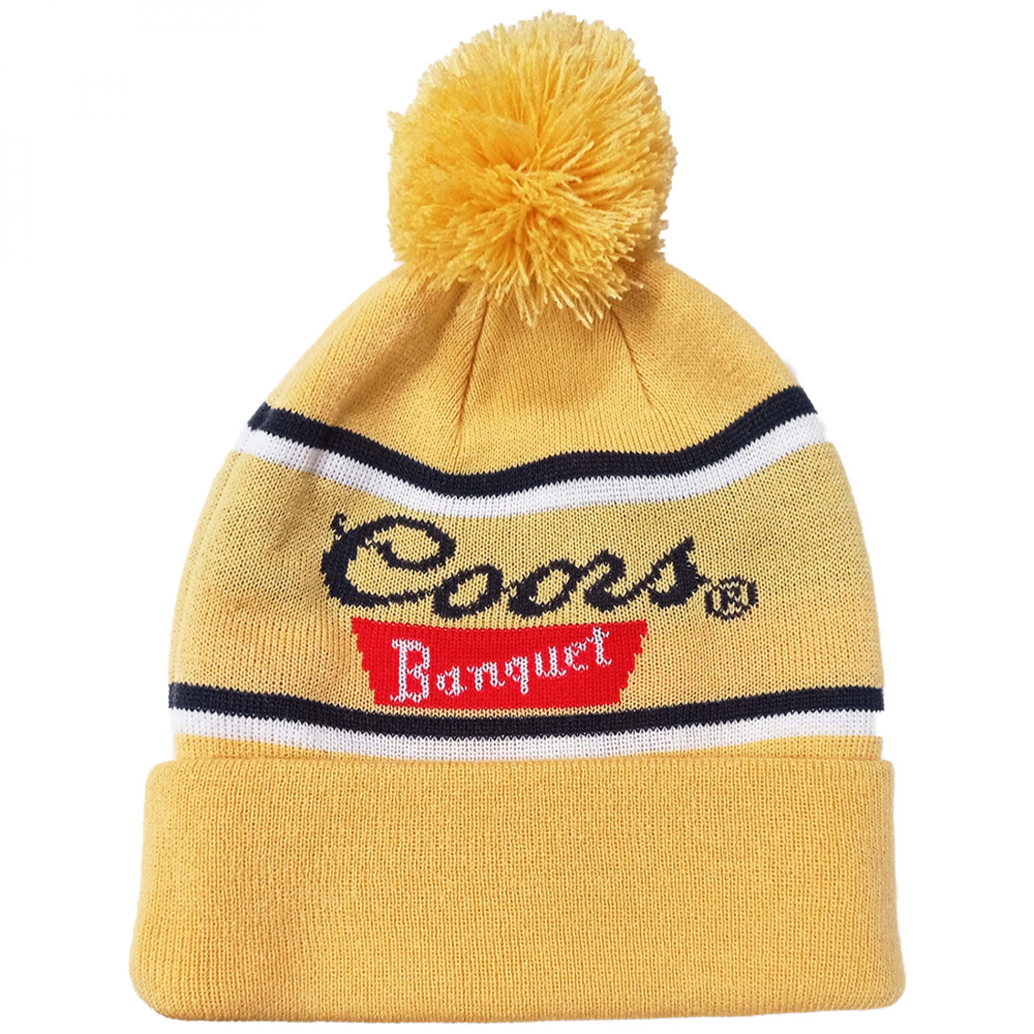 Coors Banquet Beer Knit Cuff Pom Beanie 