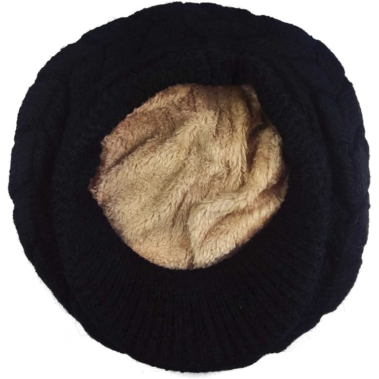 Women\'s Winter Warm Knit Hat Wool Snow Ski Caps with Visor, Coffee HINDAWI Winter Hats for Women Outdoor Warm Winter Hat Knit  main image 3