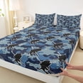 thumbnail image 4 of Feelyou Marine Fishing Bass Wildlife Queen Sheet Sets for Men Adults, Camo Camouflage Bed Set, Navy, 4pcs, 4 of 5