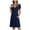 Blue, variant on Fesfesfes Women Knee Length Dress Casual V-Neck Print Sun Dress Short Sleeve Dress Semi-Formal Mini Dress