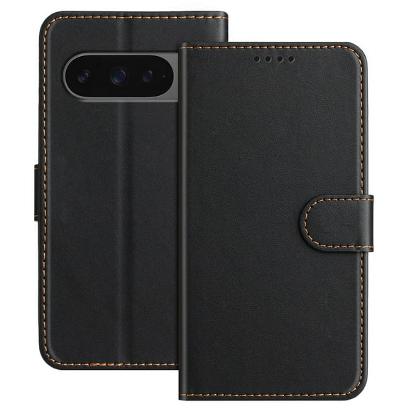 Wallet Case for Google Pixel 10 /10 Pro, Shockproof PU Leather Magnetic Flip Cover with Credit Card Holder, Kickstand and Full Body Protection, Rugged Phone Case for Google Pixel 10 /10 Pro, Black