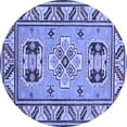 thumbnail image 1 of Ahgly Company Machine Washable Indoor Round Geometric Blue Traditional Area Rugs, 4' Round, 1 of 4