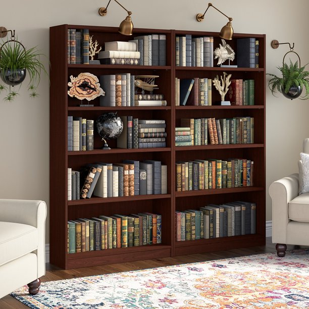 Bush Furniture Universal 5 Shelf Bookcase Set of 2