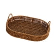 thumbnail image 3 of Abbracc Rattan Baskets with Handle Rattan Serving Tray Wicker Oval Fruit Bowl for Snacks Medium, 3 of 9