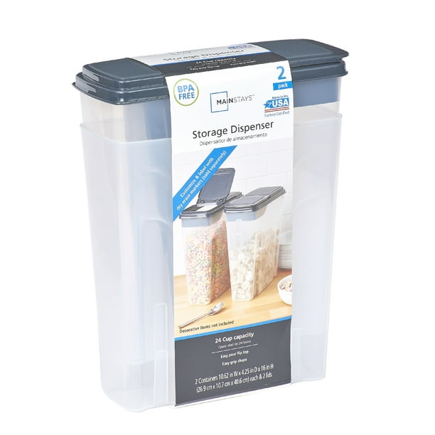 Mainstays 2 Pack Cereal Keeper 24 Cup Gray Lid