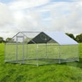 thumbnail image 3 of Aukfa Chicken Coop, 13 ft Large Chicken Run Cage Outdoor, Heavy Duty Spire Shaped Metal Frame, Silver, 3 of 10
