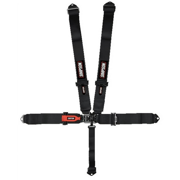 Simpson Racing 29063BK1X Harness - 5 Point - Latch & Link - SFI 16.1 - Bolt In - Pull Down -  55" L - Floor Mount - Blk/Blk Hardware - Each