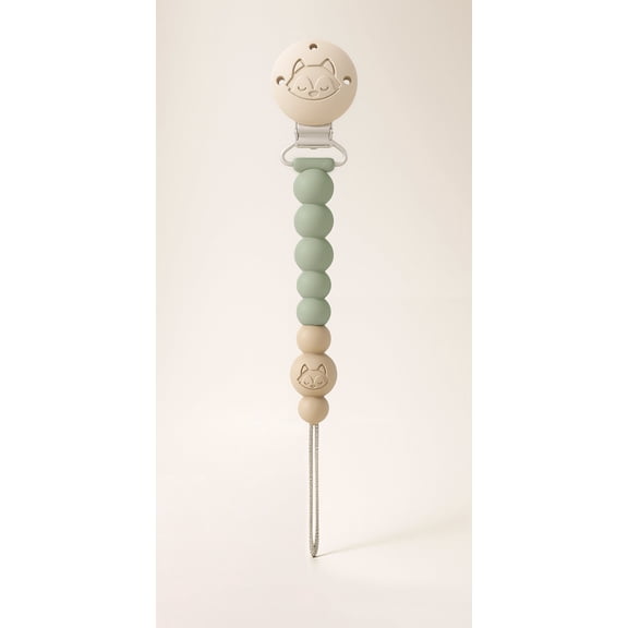 Loulou Lollipop Pacifier Clip - One Piece Design Silicone Clip for Babies and Toddlers 4 Months , Easy to Clean - Sage
