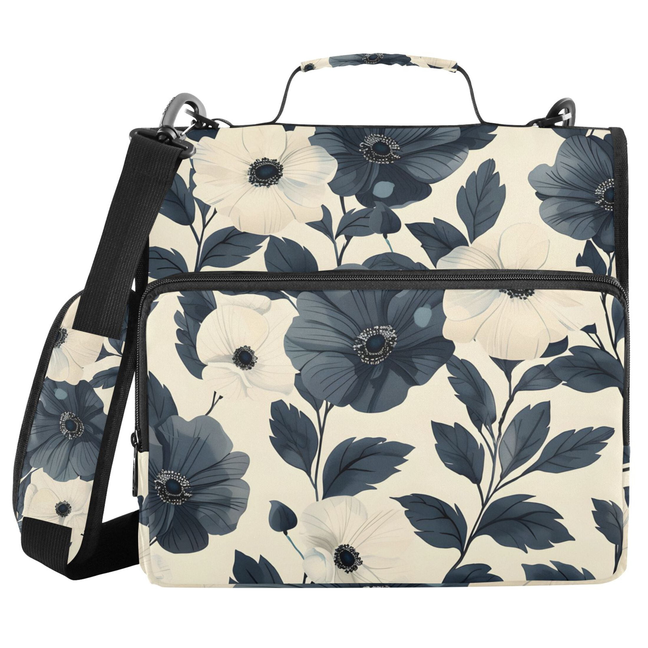 ALAZA Zipper Binder Black Peony Flower 3 Ring Trapper Keeper File Folder Organizer Bag