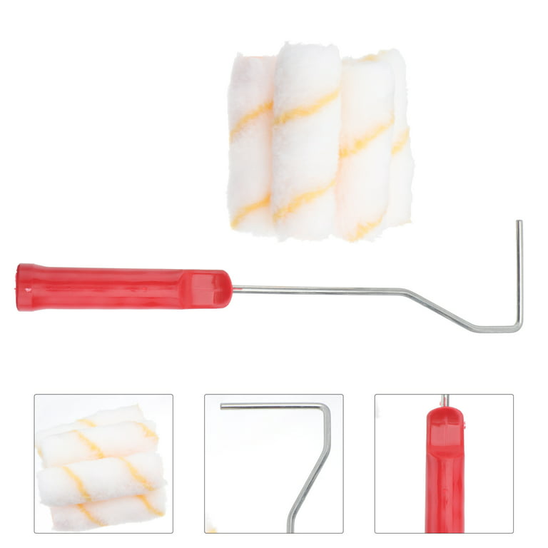 Wall Paint Roller 4 inch Multifunction DIY Wall Paint Roller Brush Set Roller Paint Brush Handle Tool 1pc Brush with 10pcs Roller Brush Parts for Home