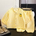 thumbnail image 3 of Children's Pajamas Tops Pants Spring And Autumn Two Piece Set Boys And Girls Cloud Summer Cardigan Cartoon Home Suit Set, 3 of 3