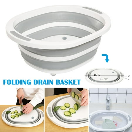 

Folding Cutting Board Draining Basket Fruits Vegetables Wash Drain Sink Storage Baske