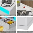thumbnail image 6 of White Nightstand Set of 2 Bedside Table with 3 Drawers & LED Lights & Charging Station, Modern End Side Table for Bedroom, 6 of 6