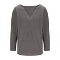 thumbnail image 5 of Liquidation! Hauts Grande Taille pour Femmes, Blouse à Manches Courtes d'Été pour Femmes, Blouse Décontractée Mode pour Femmes Manches 3/4 Unie Col en V, 5 of 5
