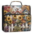 thumbnail image 2 of Water-Resistant 3-Ring Binder Organizer with Multiple Pockets Zipper Binder Bag for Office Birdhouses with Sunflowers, 2 of 8