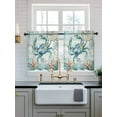 thumbnail image 2 of Coastal Crab Tier Curtains 24 Inch Length,Sheer Curtains for Bedroom Living Room Window Teal Nautical Beach Starfish Vintage Rod Pocket Drapes Kitchen Curtains Small Half Window 27.5"x24" 2 Panels, 2 of 7