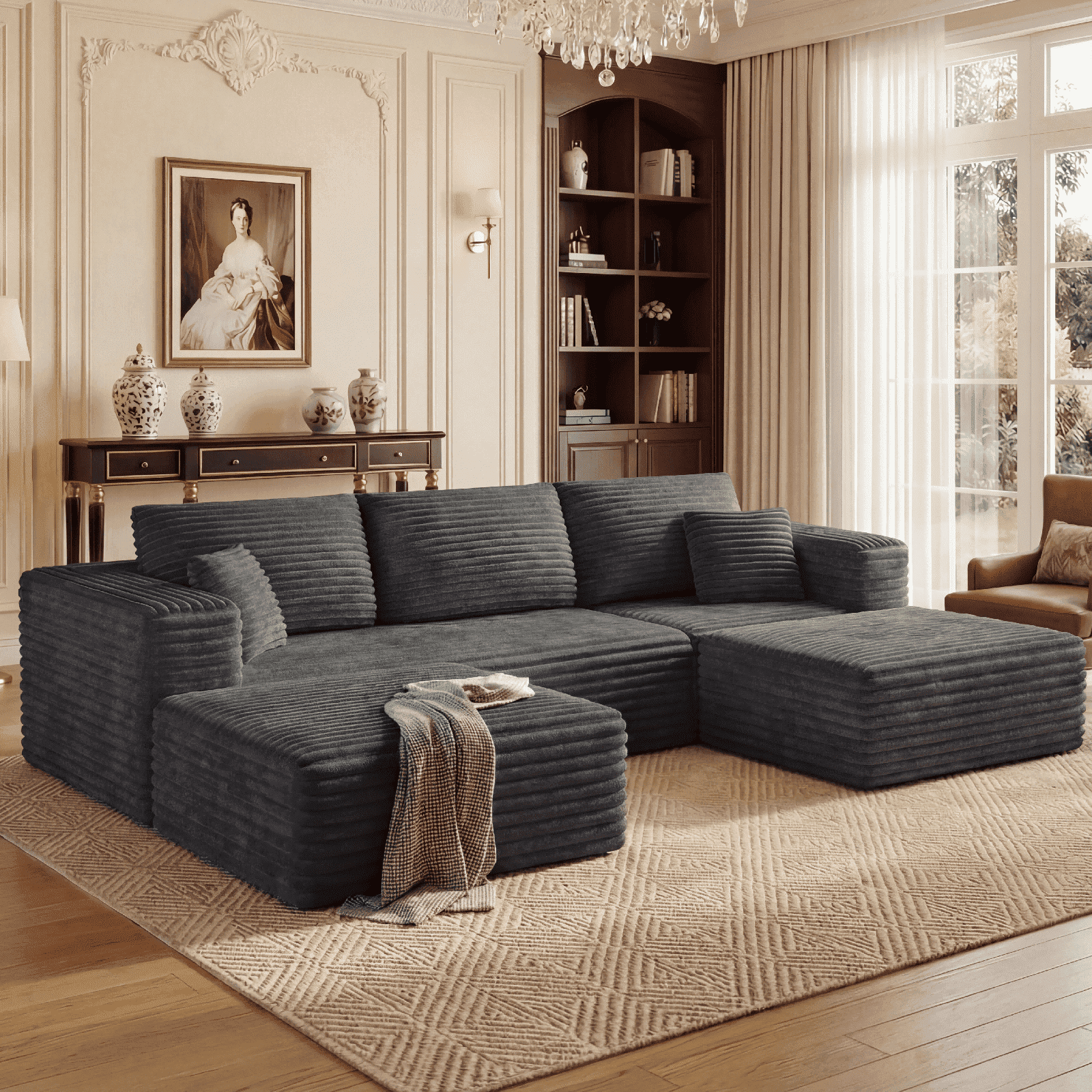 Cubente 108" U-Shaped Sectional Sofa, Gray photo 1