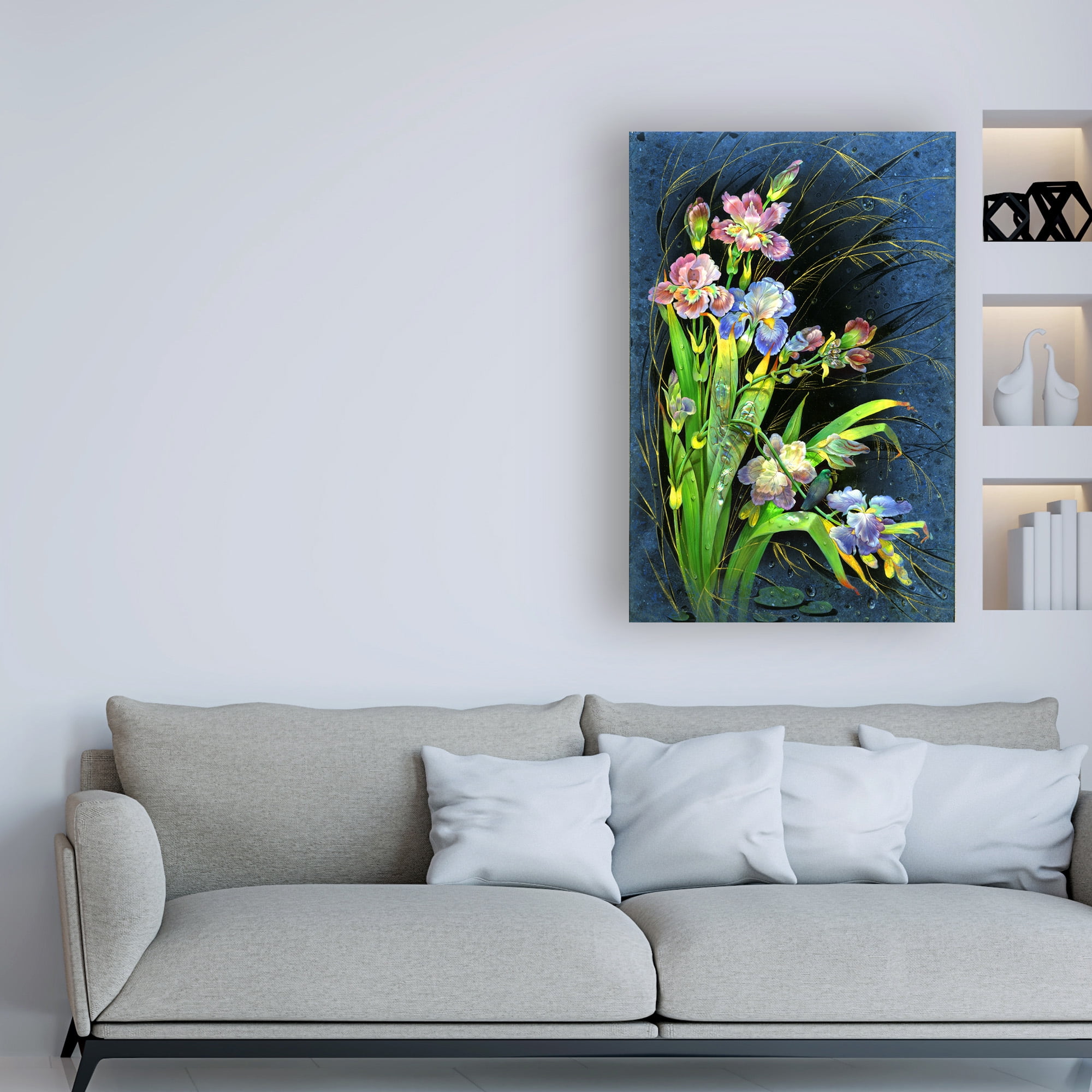 Trademark Fine Art 'Pink Blue Tall Flowers' Canvas Art by Tania Fedorova