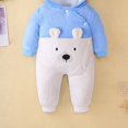 thumbnail image 4 of JUNWELL 50% off Clear! purcolt Baby Boys Girls One-Piece Plush Hooded Jumpsuit Autumn Winter Warm Romper Outfits Solid Infant Toddler Snaps Fleece Bodysuit Playsuit Newborn Clothes, 4 of 5