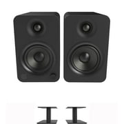 Kanto YU4MB 140W Bookshelf Speakers with Bluetooth - Matte Black (Pair) with Kanto SP6HD 6" Fixed-Height Desktop Stands for Bookshelf Speakers - Black (Pair) (2022)