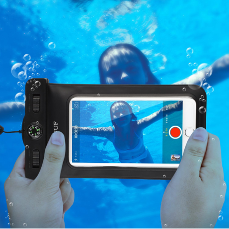 Snorkeling Underwater Photography Mobile Phone Waterproof Bag IPX8 with Compass