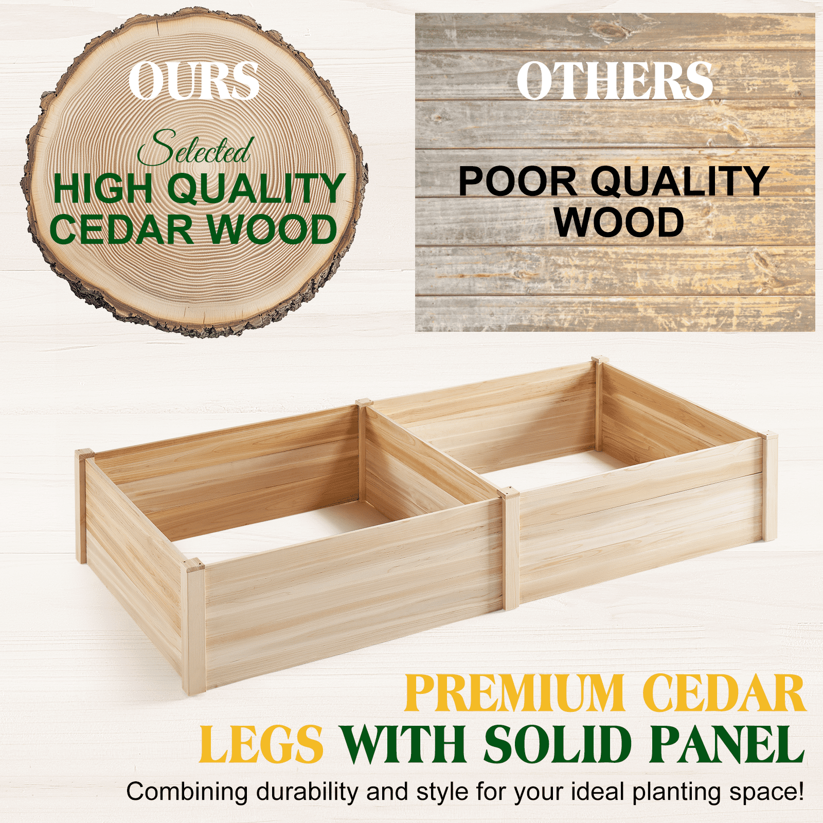 Jocisland 8x4 Ft Wood Raised Garden Bed, Durable Raised Planter Box for Vegetables, Herbs, and Flowers, Flower Bed for Outdoor Gardening with Open Base