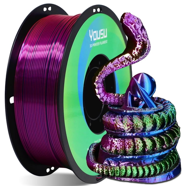 Filamento para impresora 3D YOUSU Tricolor PLA de 1,75 mm, 1 kg/2,2 libras