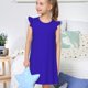 thumbnail image 4 of Fotbe Darkblue Vestido de Dormir para Niñas de 3 a 10 Años, Mangas Cortas, Estilo Princesa, Pijama Camisón con Mangas Voladas-Medium, 4 of 6