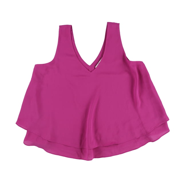 bar III Blusa de punto con dobladillo con volantes para mujer, rosa, extra pequeña