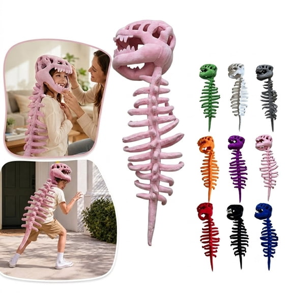 Spinosaurus Plush Dino Outfit Halloween Fun Dinosaur Skeleton Plush Costume with Spine Extension for Party Dress Up Fun Outfit,Black 1PC