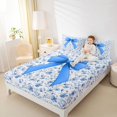 thumbnail image 4 of Feelyou Princess Ribbon Blue Twin Sheet Sets, Mandala Floral Flower Twin Fitted Sheet, Watercolor Bowknot Flat Sheet, Ultra Soft Bedroom Decor, 3pcs, 4 of 7