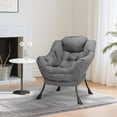 thumbnail image 5 of Pirecart Large Accent Chair, Lazy Chair with Side Pocket, Modern Reading Chair for Living Room, Comfy Lounge Chair, Gray, 5 of 9