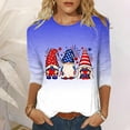 thumbnail image 3 of IROINNID 4th of July Tops for Women Round Neck T-Shirt Fashion Casual Stitching Contrast Color Blouse 3/4 Sleeve Tops July 4th, 3 of 4