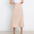 thumbnail image 6 of Women's Boho Floral Print Wrap Ruffle Trim Flowy Maxi Skirts High Waist Boho Skirt Pleated A Line Long Skirt Slit, 6 of 7
