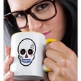 thumbnail image 2 of 3dRose, Day of the Dead Skull Día de los Muertos Sugar Skull White, 11oz Two-Tone Yellow Mug, 2 of 7