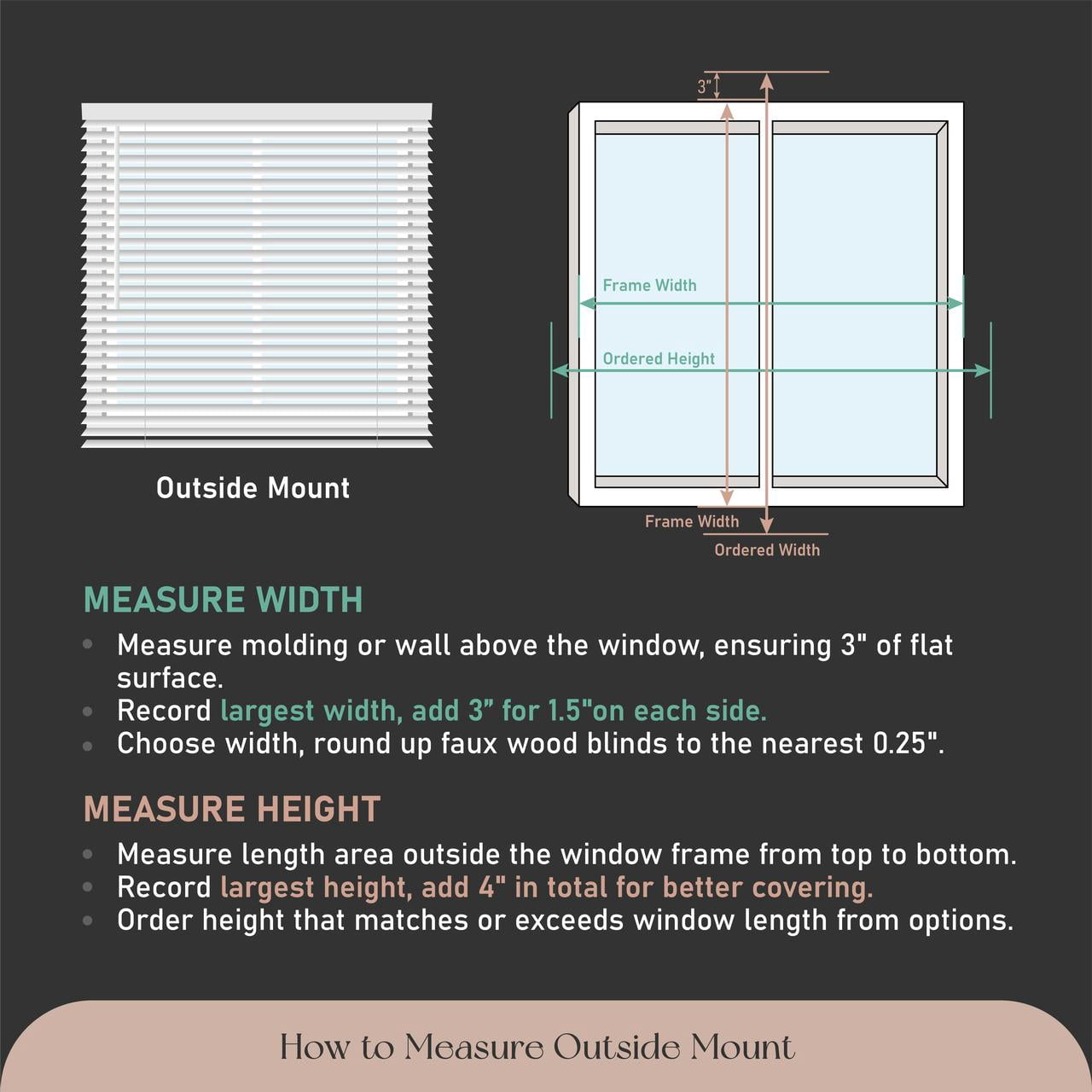 Regal Estate Cordless 2" Smooth Faux Wood Blinds, Room Darkening Privacy Window Blinds, White, 47"W x 48"H