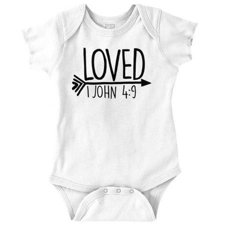 

Loved John 4:9 Christian Arrow Baby Bodysuit Jumper Girls Brisco Brands