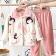 thumbnail image 1 of New 2023 Kids Winter Soft Flannel Pajamas Clothing Sets Boys Girls Cartoon Thicken Warm Lapel Tops with Pants Pyjamas Sleepwear, 1 of 4