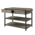 Rustic Oak & Black Kitchen Island 52" Butcher Block Countertop