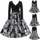 thumbnail image 2 of Vestido de fiesta vintage con estampado de cuello en V y manga larga para mujer de Halloween Fridja nalpqowj5053, 2 of 9