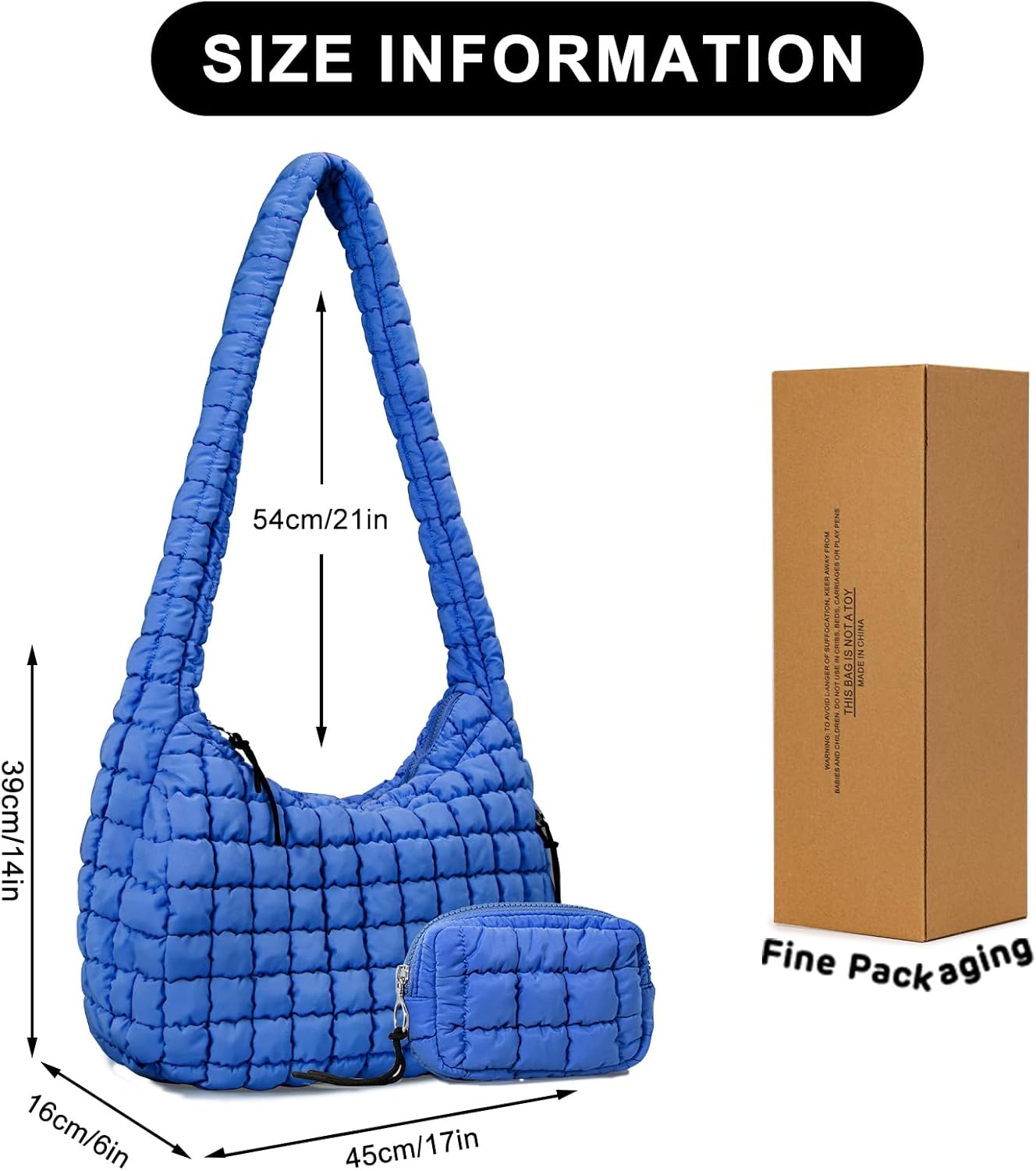 Kwuty Puffer Tote Bag for Women Large Quilted Puffy Lightweight Carryall Crossbody Tote Bag for Women