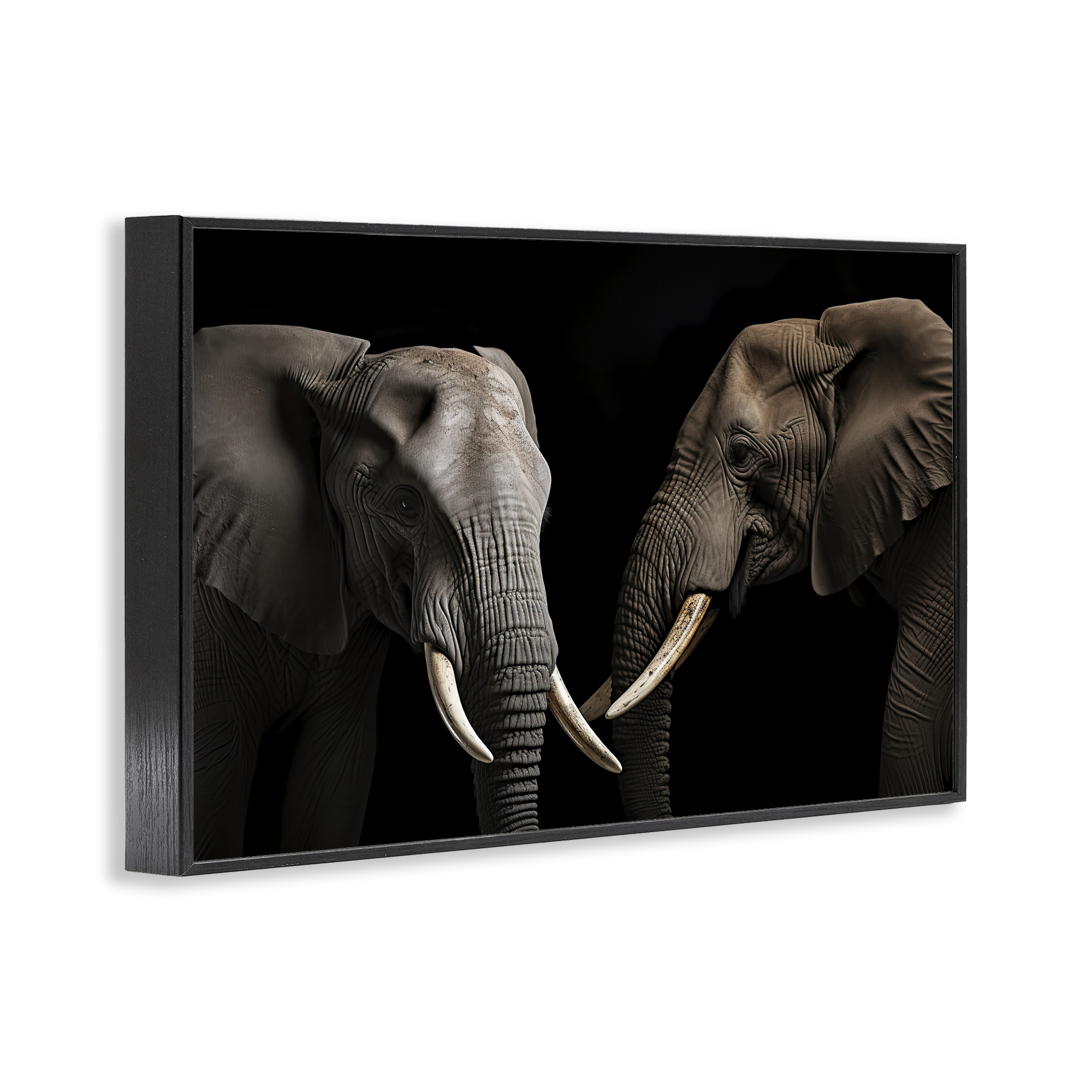 Pachyderm Elephant Pair Black Framed Giclee Art, design by Decent Exposures