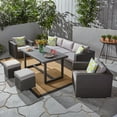 thumbnail image 2 of GDF Studio Avianna Outdoor 7 Seater Wicker and Aluminum Sofa Dining Set, Gray and Light Gray, 2 of 16