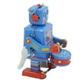 Clockwork Drumming Robot Toy Tinplate Retro Hand Made Drum Wind Up Robot for Kids Adult