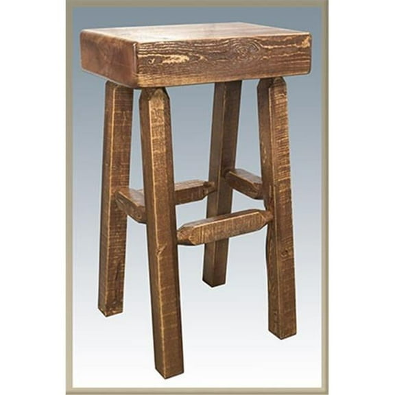 Homestead Collection Counter Height Half Log Barstool, Stain & Lacquer