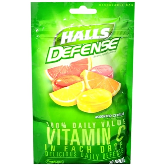 Halls Defense Vitamin C Drops Assorted Citrus 30 Each (Pack of 6)