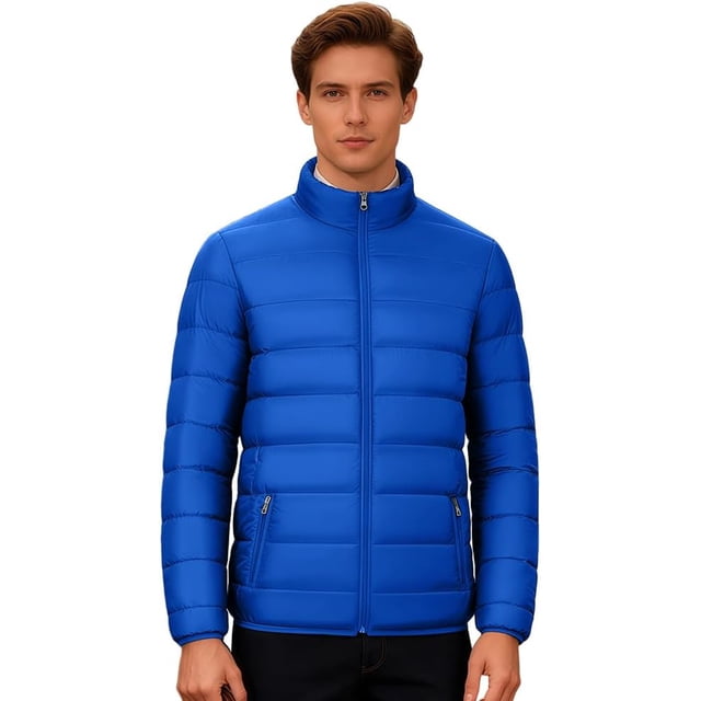 Chaqueta con Cremallera para Hombre, Chaqueta para Hombre, Chamarra Invierno Hombre, Cuello Alto, Chamarra Impermeable Hombre, Chaqueta para Hombre con Cremallera, Ligera, Cálida y Plegable